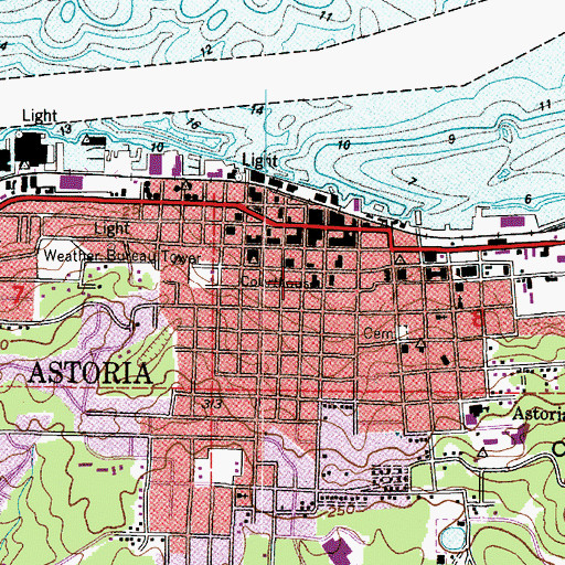 Topographic Map of Astoria Public Library, OR