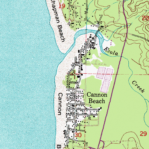 Topographic Map of Cannon Beach Library, OR