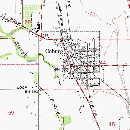Topographic Map of Coburg City Hall, OR