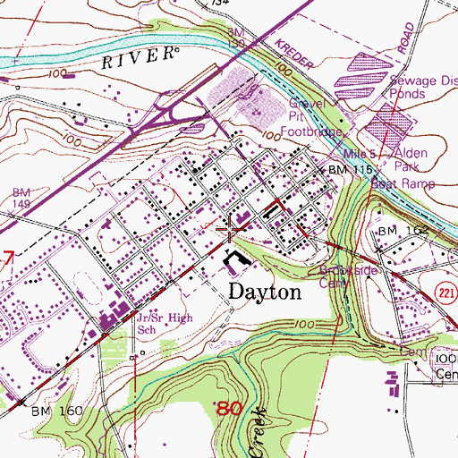 Topographic Map of Dayton City Hall, OR