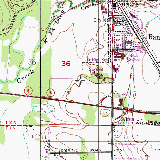 Topographic Map of Sunset Speedway, OR
