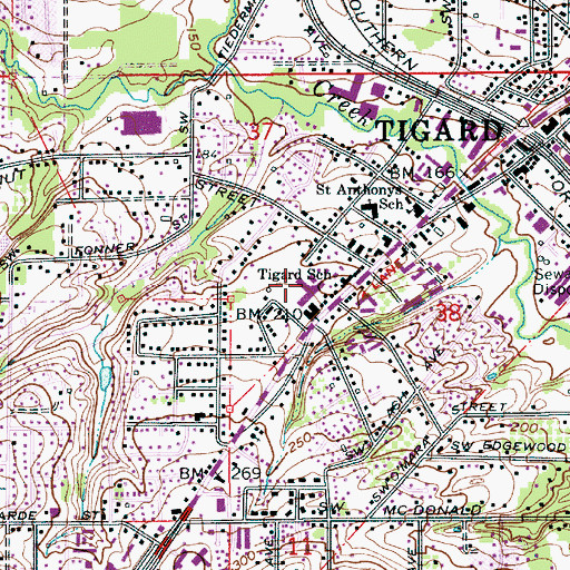 Topographic Map of Broadway Rose Theatre Company New Stage Theatre, OR