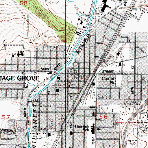 Topographic Map of Bohemia Gold Mining Museum, OR