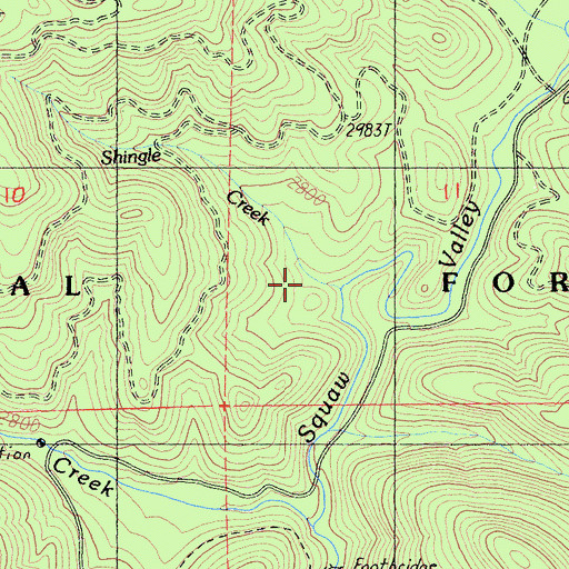 Topographic Map of Shingle Creek, CA