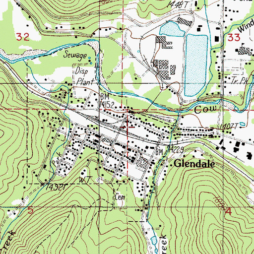 Topographic Map of Glendale Municipal Court, OR
