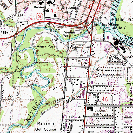 Topographic Map of Benton County Public Works, OR