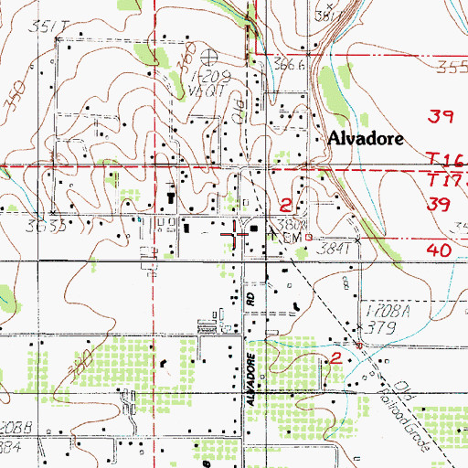 Topographic Map of Alvadore Community Library, OR