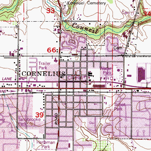 Topographic Map of Cornelius Municipal Court, OR