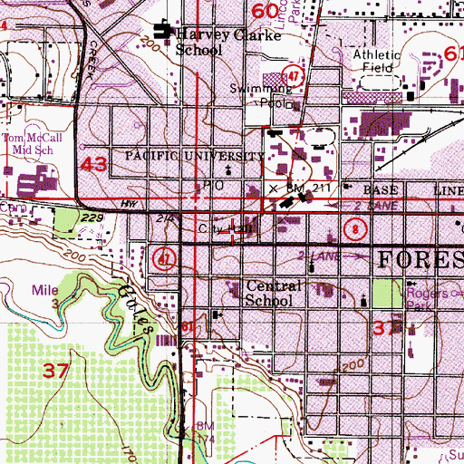 Topographic Map of Forest Grove City Hall, OR