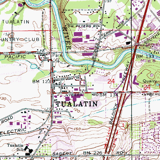 Topographic Map of Tualatin Municipal Court, OR