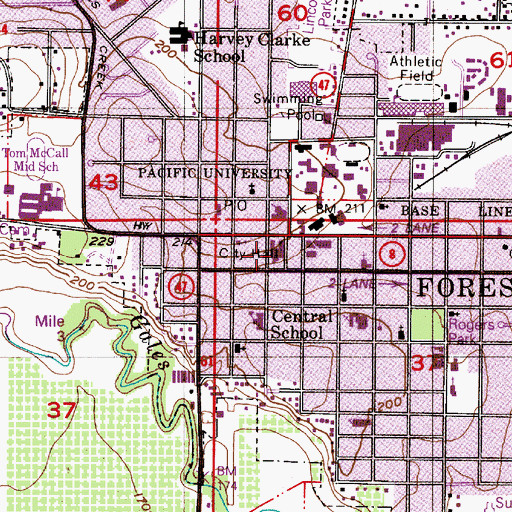 Topographic Map of Forest Grove Municipal Court, OR