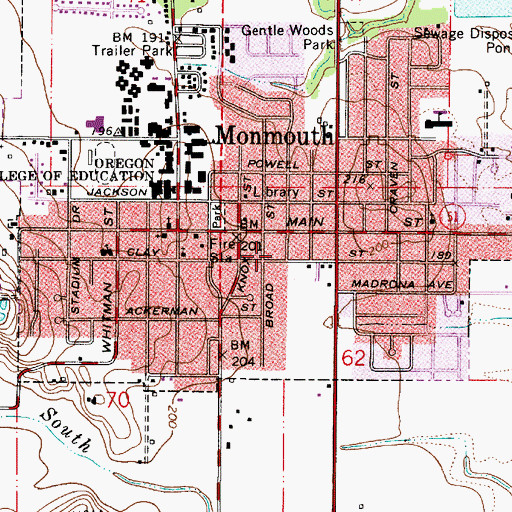 Topographic Map of Monmouth Public Library, OR