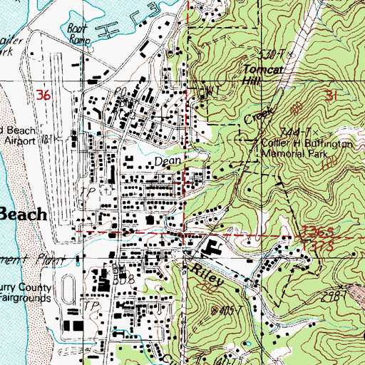 Topographic Map of Curry Public Library District, OR