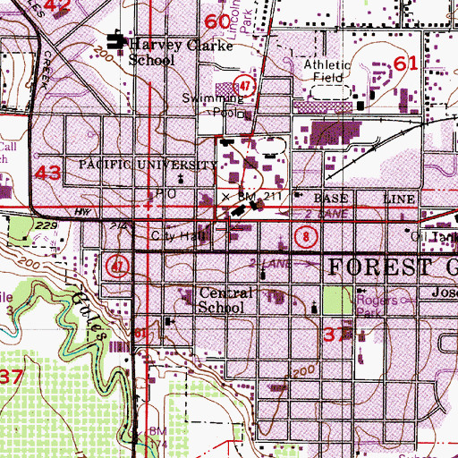 Topographic Map of Forest Grove City Library, OR
