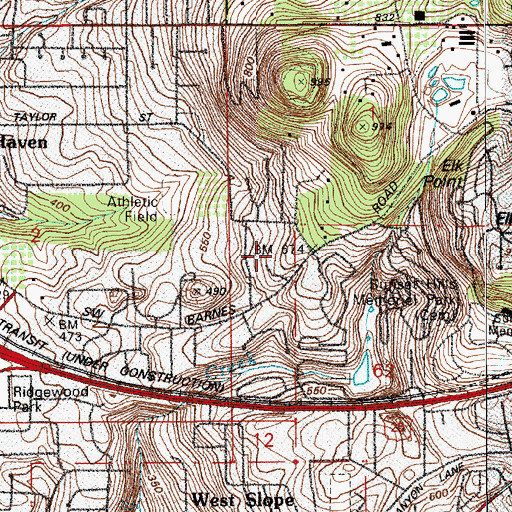 Topographic Map of Oregon College of Art and Craft Library, OR
