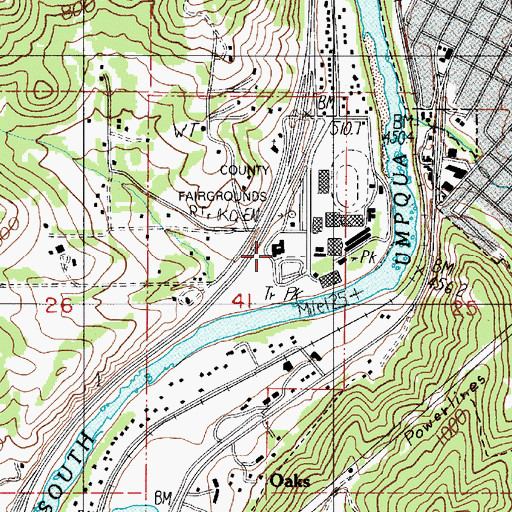 Topographic Map of Douglas County Museum of History and Natural History, OR
