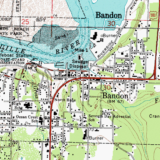 Topographic Map of Bandon Historical Society Museum, OR