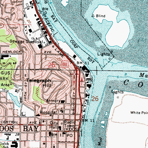 Topographic Map of Marshfield Sun Printing Museum, OR