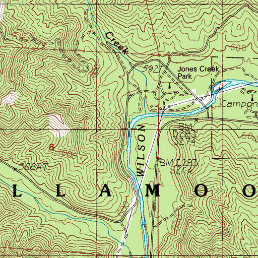 Topographic Map of Tillamook Forest Center, OR