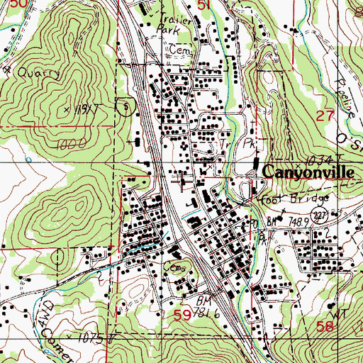 Topographic Map of Canyonville Municipal Court, OR
