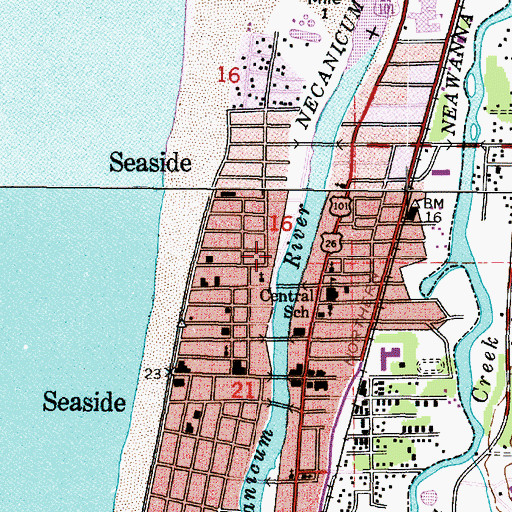 Topographic Map of Seaside Museum and Historical Society, OR