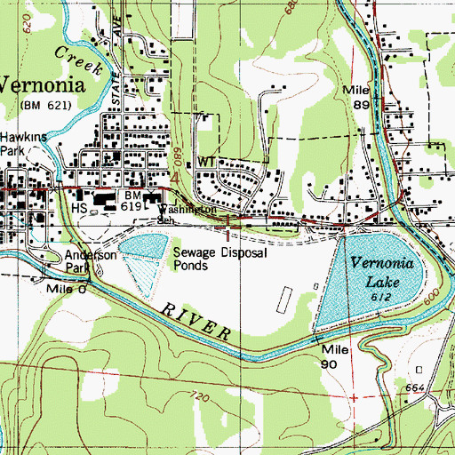 Topographic Map of Vernonia Pioneer Museum, OR