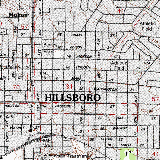 Topographic Map of Walters Cultural Arts Center, OR