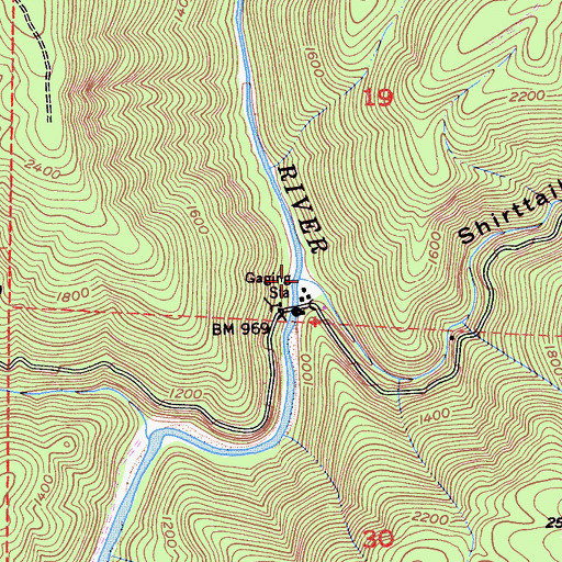 Topographic Map of Shirttail Canyon, CA