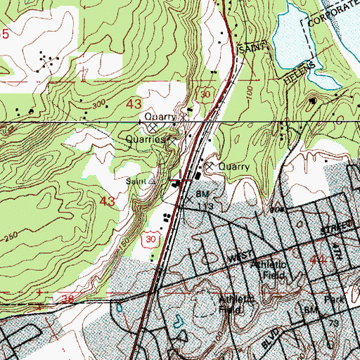 Topographic Map of Columbia County Public Works, OR