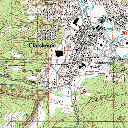 Topographic Map of Clatskanie Public Works, OR