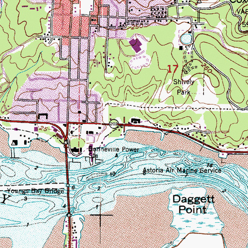 Topographic Map of Clatsop County Public Works, OR