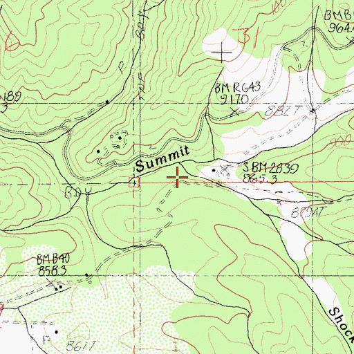 Topographic Map of Shock Creek, CA