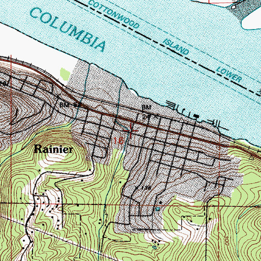 Topographic Map of Rainier Public Works, OR