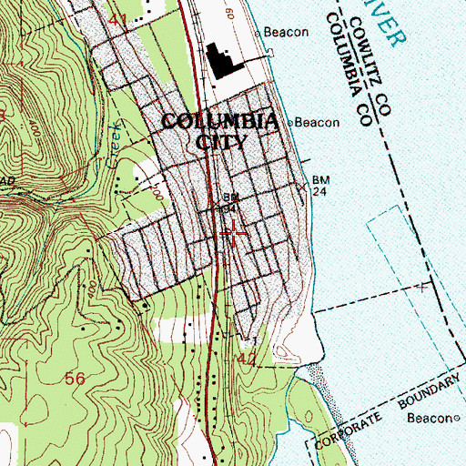 Topographic Map of Columbia City Public Works, OR