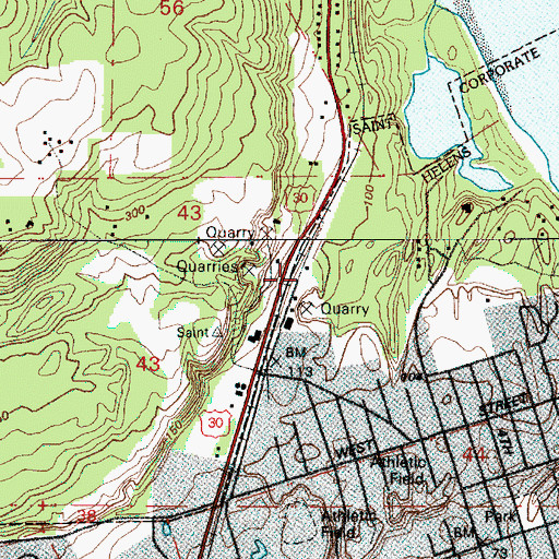 Topographic Map of Saint Helens Public Works, OR
