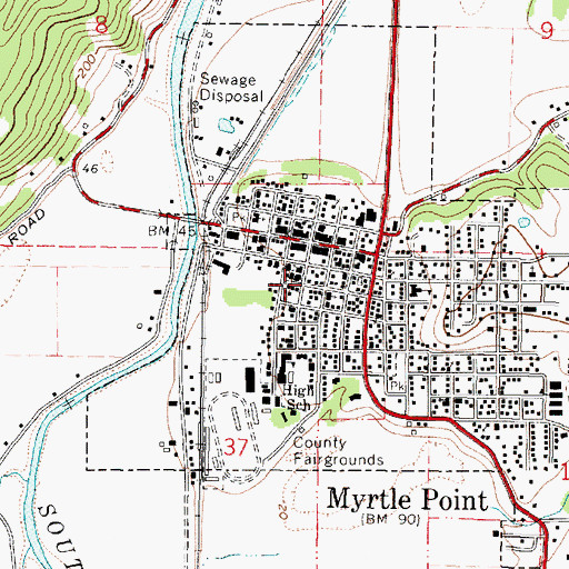 Topographic Map of Flora M Laird Memorial Library, OR