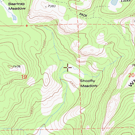 Topographic Map of Shoofly Meadow, CA