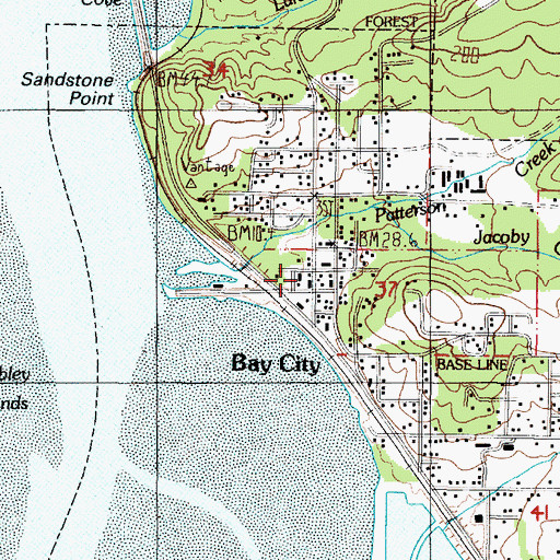 Topographic Map of Bay City Branch Marion Barr Library, OR