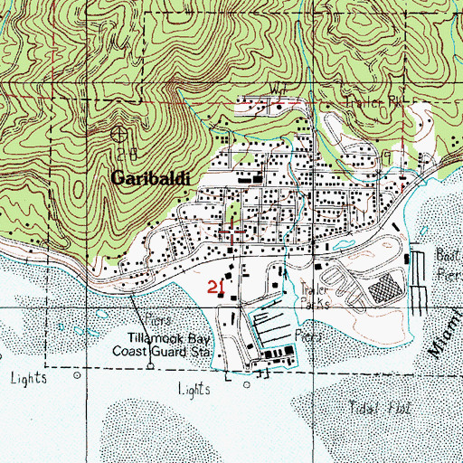 Topographic Map of Garibaldi Branch Library, OR