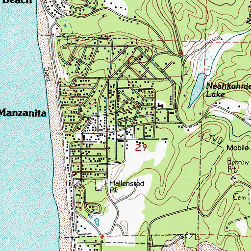 Topographic Map of Manzanita Municipal Court, OR