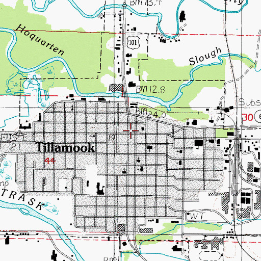Topographic Map of Tillamook Municipal Court, OR