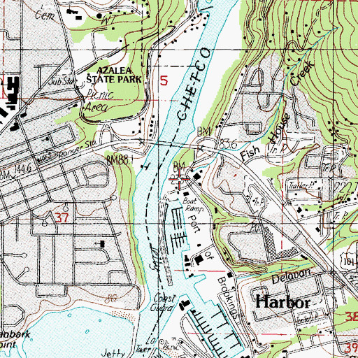 Topographic Map of Department of Motor Vehicles Brookings, OR