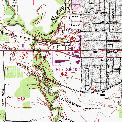 Topographic Map of Department of Motor Vehicles Hillsboro, OR