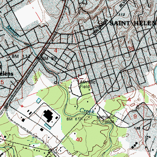 Topographic Map of Saint Helens Public Library, OR