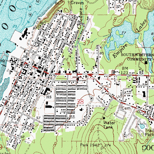 Topographic Map of Red Cross Coos Bay Satellite Office, OR