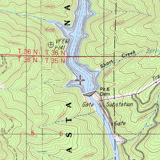Topographic Map of Short Creek, CA