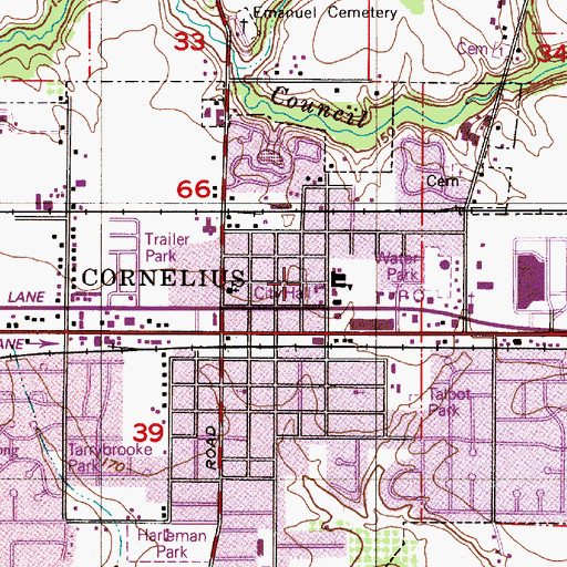 Topographic Map of Cornelius City Hall, OR