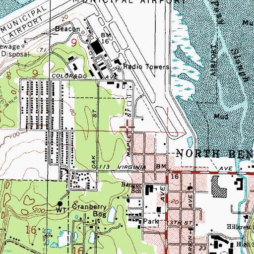 Topographic Map of United States Coast Guard Group Air Station North Bend, OR