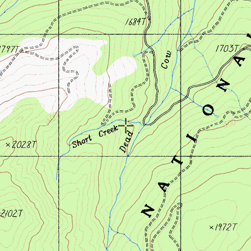 Topographic Map of Short Creek, CA