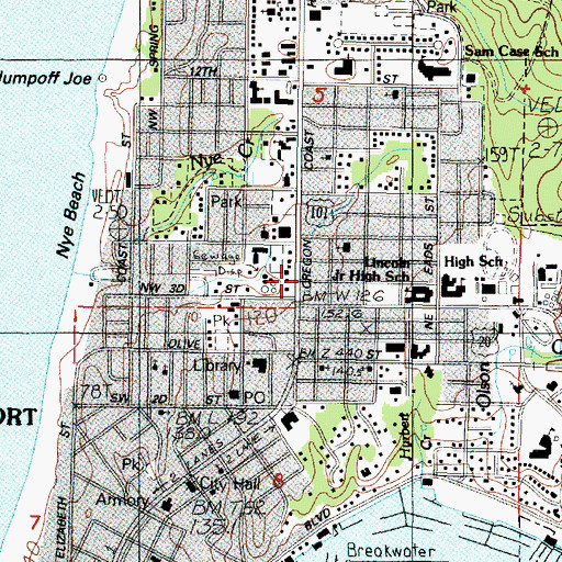 Topographic Map of Department of Motor Vehicles Newport, OR